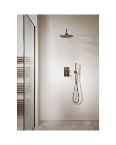 JTP Vos 250mm Brushed Bronze Round Shower Head in situ image - 21250BRZ