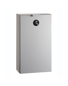 Bobrick Stainless Steel Surface Mounted Sanitary Disposal Bin - 2.3L image on a white background B-35139