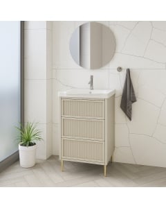 Scudo Bota 500 Fluted Cabinet and Ceramic Sink - Stone in lifestyle - BOTASTONE500