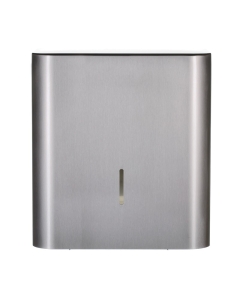Prestige Jumbo Toilet Paper Dispenser Brushed Stainless Steel Front View - PRES7Y