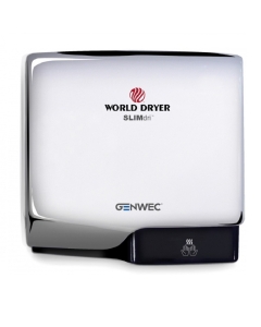 Genwec World Dryer Slimdri Hand Dryer - Polished Stainless Steel on a white background - GW01030402