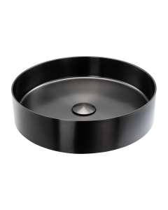 Abode Iox 375mm PVD Black Round Steel Countertop Wash Basin and Waste Image - ABB1002