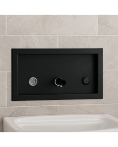 Bobrick Trimline 1.3L Matt Black Recessed Liquid Soap Dispenser in situ - B306.MBLK