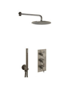 JTP Vos Brushed Black 3 Handle 2 Outlet Concealed Shower Pack 