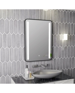 Abbey 500x700mm Rounded Front-Lit LED Mirror - Black - In Situ