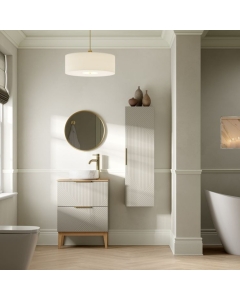 Prestige Featherstone Matt Oat 610mm Floor Standing 2 Drawer Basin Unit & Worktop lifestyle image - CNPW108503