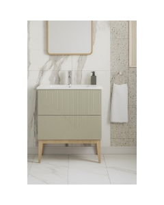 Prestige Featherstone Matt Oat 815mm Floor Standing 2 Drawer Basin Unit & Basin lifestyle image - CNPW108500