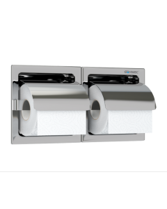 Genwec Polished Stainless Steel Recessed Double Toilet Roll Holder image on a plain background - GW03110402