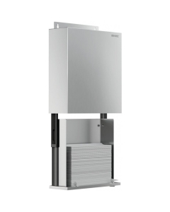 Genwec Brushed Stainless Steel Behind Mirror Fixed Paper Dispenser side view on a plain white background - GW03 29 04 01