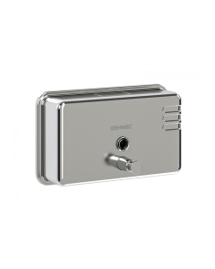 Genwec Horizontal Polished Stainless Steel Soap Dispenser - 1100ml front image on a plain background - GW04020402