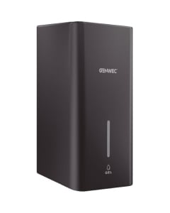 Genwec Wall Mounted Matt Black Stainless Steel  Automatic Soap/Hand Sanitiser Dispenser - 1100ml on a plain background - GW04160403