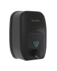 Genwec 1800ml Black Stainless Steel Wall Mounted Manual Soap Dispenser side view image on a plain white background - GW04210403