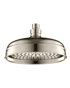 JTP Grosvenor Victorian Nickel 200mm Round Rainfall Shower Head close up image - 15889NK