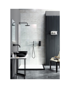 JTP Vos 200mm Matt Black Round Shower Head in situ image - 28200MB