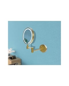 Prestige Holme Round LED Wall Mounted Cosmetic Mirror - Brushed Brass lifestyle - CNPW107589