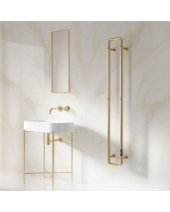 Prestige Pelmo Brushed Brass Stainless Steel Towel Rail 1500mm x 200mm in situ - EPLOB