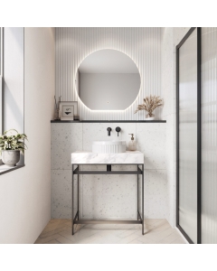 Scudo Fluted Round Countertop Basin Lifestyle VESSEL008