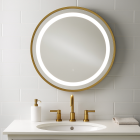 Grimston 600mm Round Front-Lit LED Mirror - Brushed Bronze - In Situ