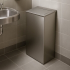 Prestige Ecoline Brushed Stainless Steel Push Lid Waste Bin 25L in situ 