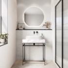 Scudo Fluted White Oval Countertop Basin Lifestyle VESSEL007