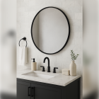Yorvik 600mm Round Mirror - Matt Black CNPW106263 Lifestyle