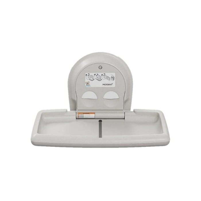Koala Kare Horizontal Baby Changer White Front View Open Image - KB300-05-EN