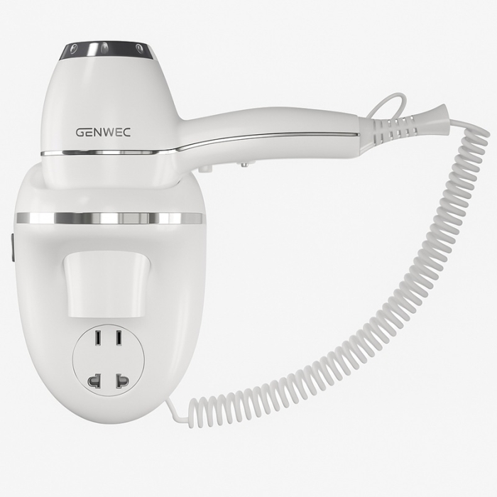 Genwec Mistral Wall Mounted Hair Dryer With Shaver Socket 1.8kW White image - GW02030100