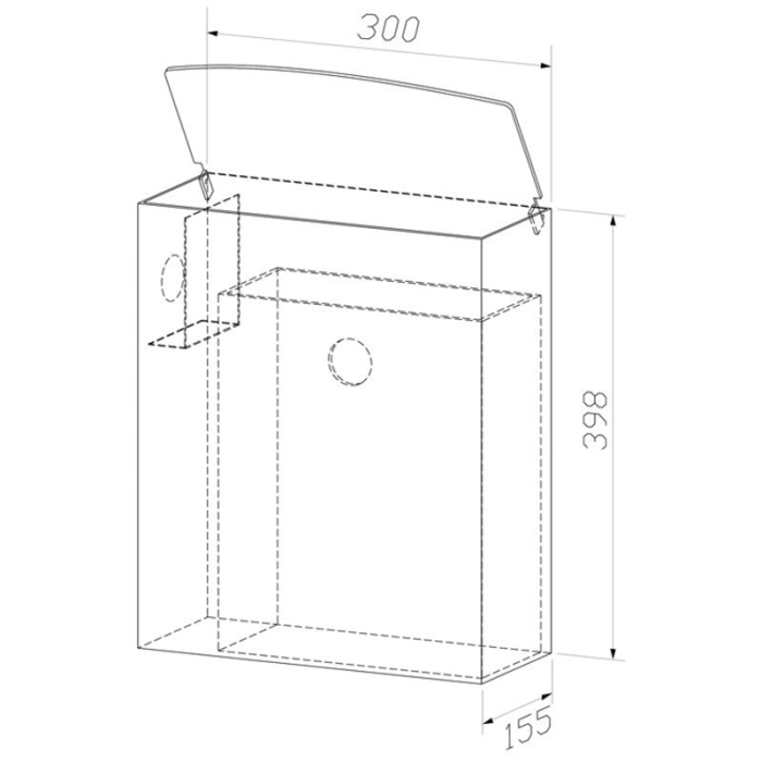 Prestige 12 Litre Stainless Steel Sanitary Bin CAD Drawing - WP177-2