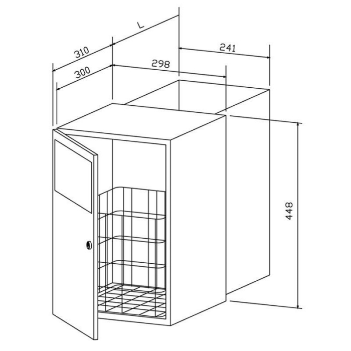 Prestige Under Counter Stainless Steel 18 Litre Waste Bin CAD Drawing on a white background - WP139/DP5603