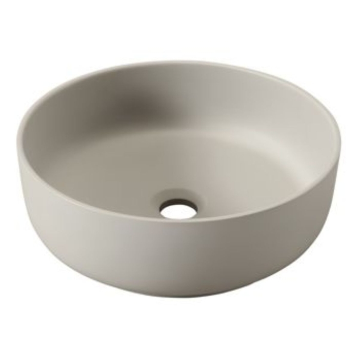 Abode Cava 375mm Round Sink Basin - Pebble Grey White Background ABB1006