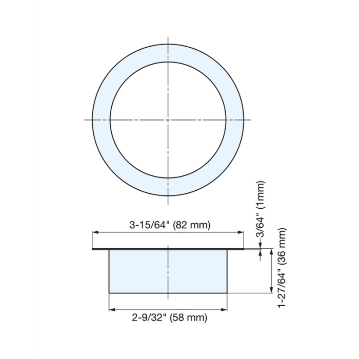 Prestige Sugatsune Circular Waste Chute 82mm - Smooth Matt Black CAD Drawing - AN-DH005-HLSMB
