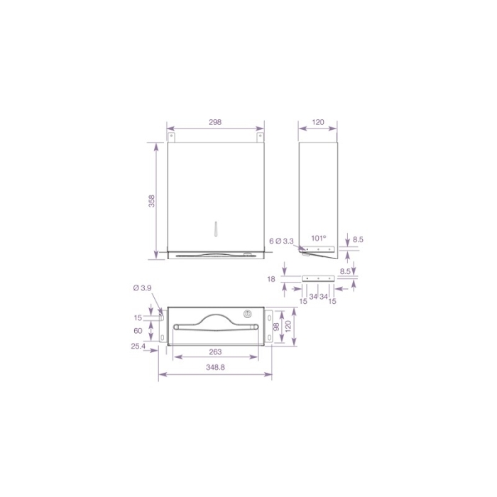 Dolphin Behind Mirror Paper Towel Dispenser - Cad Drawing