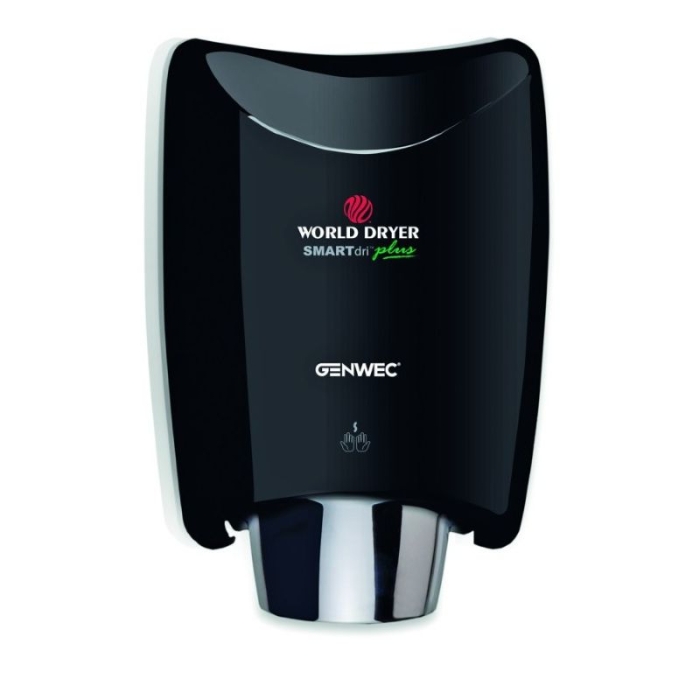 Genwec World SMARTdri Plus Black Hand Dryer  on a white background close up image - GW01020203