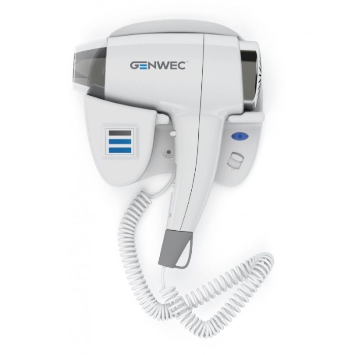 Genwec 1400W PONTIA White Hair Dryer close up front view on a white background - GW02020100