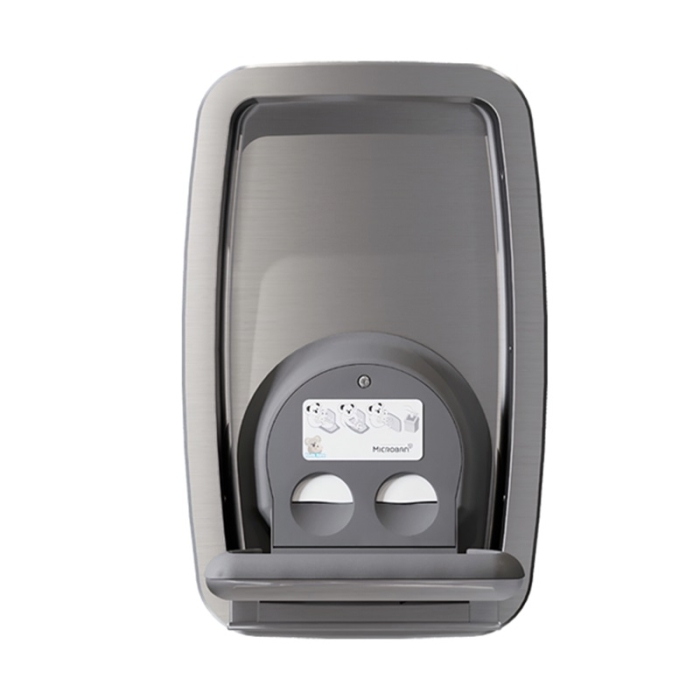 Vertical Recessed Baby Changing Station Koala Kare open on a plain background KB311-SSRE-EN