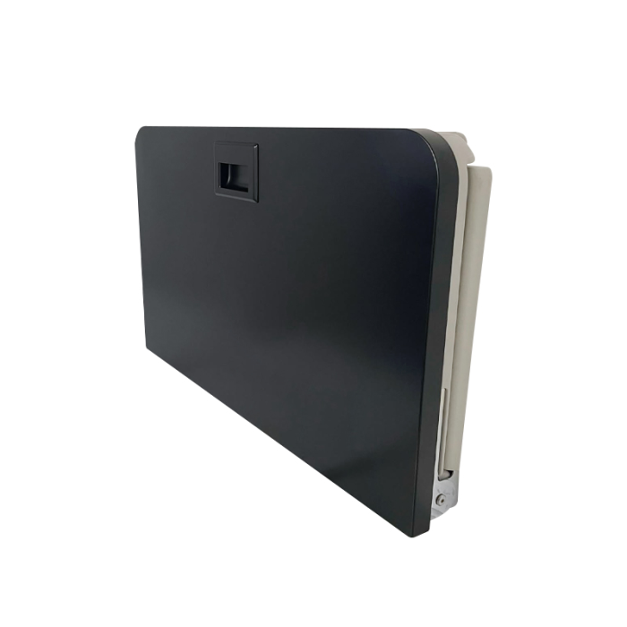 Genwec Matt Black Stainless Steel Horizontal Baby Changing Unit Side View on a white background - GW07050401-MB