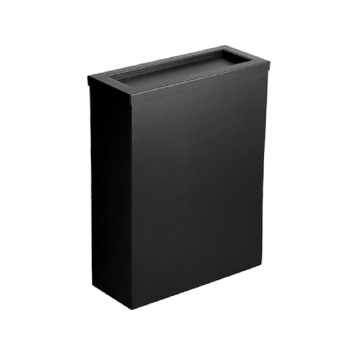 Opal Matt Black Steel 30 Litre Waste Bin With Flap Lid image on a white background  - WB30-FLAP-BK
