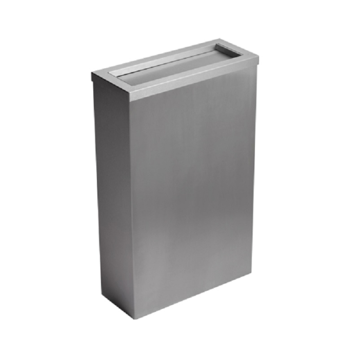 Opal Brushed Stainless Steel 30L Waste Bin With Bin Flap Lid on a white background - WB30-FLAP-BS