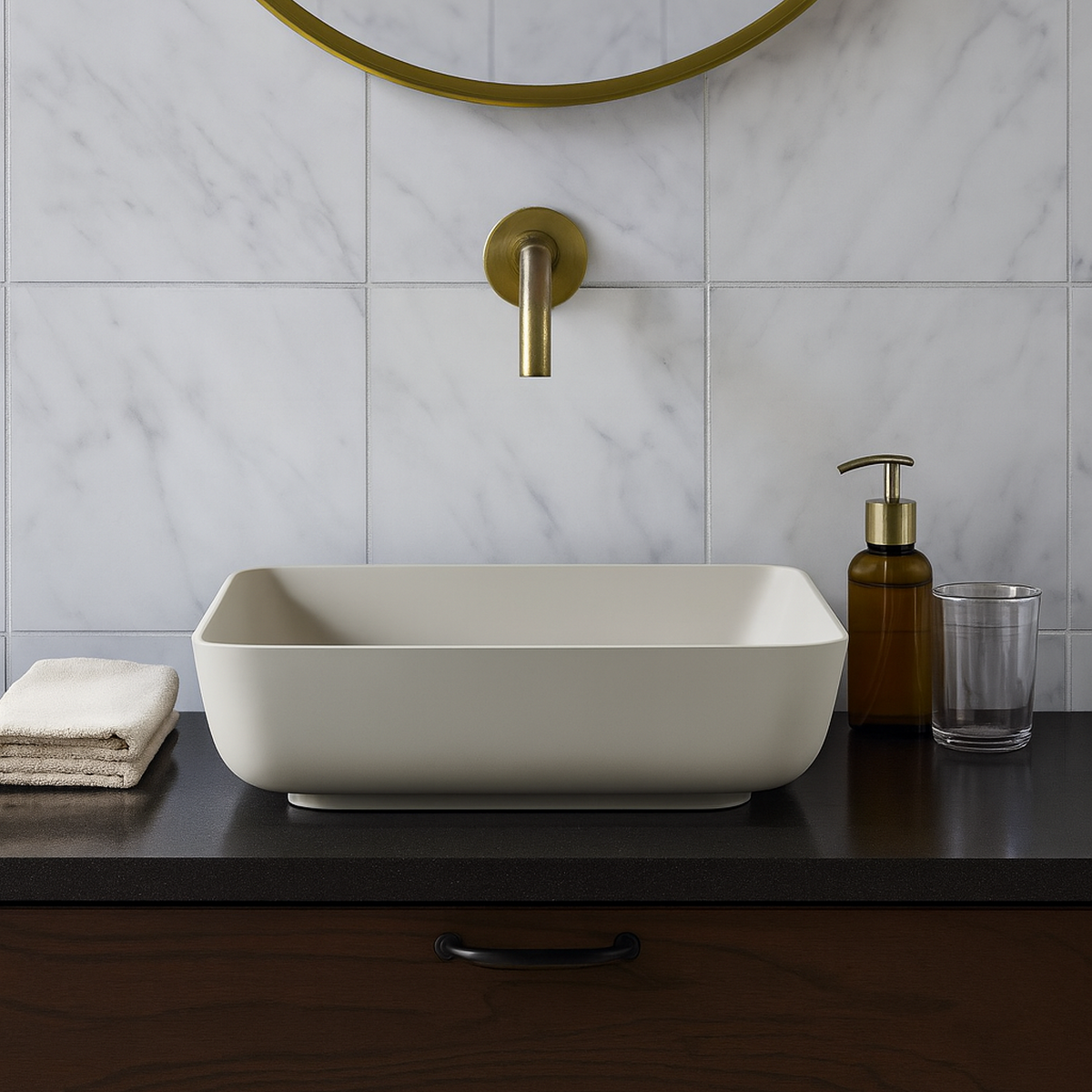 Abode Cava Sink Basin 450mm x 350mm - Pebble Grey ABB1008  Lifestyle
