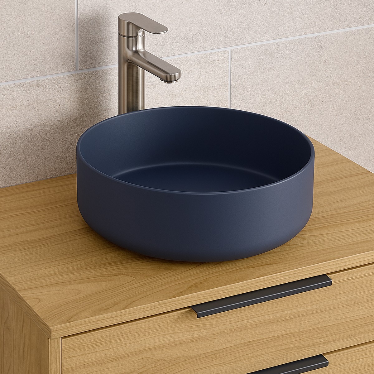 Prestige Hatfield Matt Deep Blue 355mm Ceramic Round Washbowl & Waste lifestyle - CNPW105577