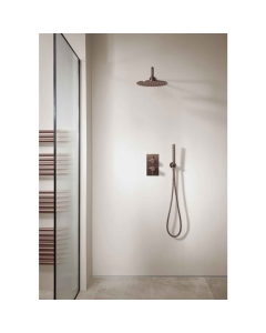 JTP Vos Brushed Bronze 400mm Wall Mounted Shower Arm image in situ - 21241200BRZ