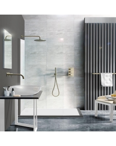 JTP Vos 400mm Brushed Bronze Wall Mounted Shower Arm in situ image - 2321400BBR