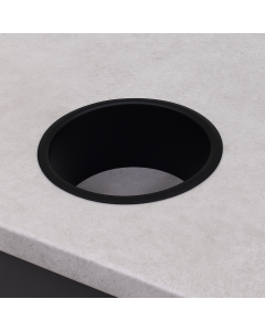 Prestige 158mm Counter Mounted Circular Waste Chute - Smooth Matt Black lifestyle - IMP180SMB