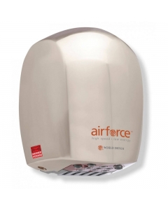 Airforce 1.1kW  Brushed Chrome Hand Dryer front facing image on a plain background - BC0327