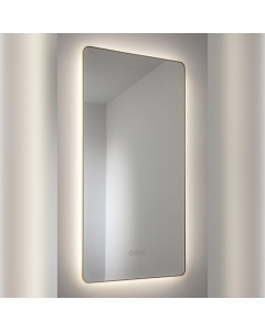 Abode Mayar 450mm x 900mm Rectangular LED Mirror - Brushed Brass