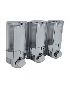 Dolphin Triple Shower Soap Dispenser - 3 x 300ml polished chrome on a white background - BC624-3C