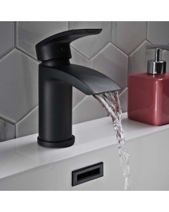 Sleek Matt Black Mono Basin Mixer