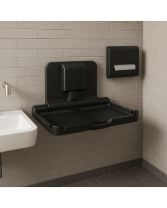 Safe Hands Matt Black Horizontal Baby Changing Table in Situ