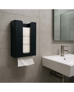 Prestige Stainless Steel 600 Paper Towel Dispenser - Matt Black In Situ
