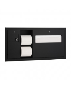 Bobrick Matt Black Recessed Toilet Tissue, Seat Cover and Waste Disposal image - B3091.MBLK